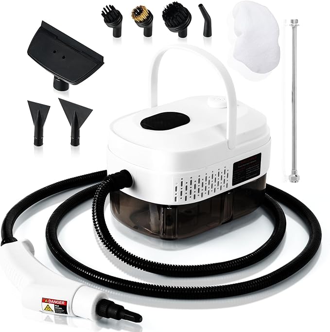 1L Handheld Steam Cleaner for Home and Kitchen Cleaning 2500W 15s Fast-Heating &amp 3 Speeds Portable Steam Cleaner Multi-Surface Deep Cleaning Supplies for Surface Corner Crevice (110V White)