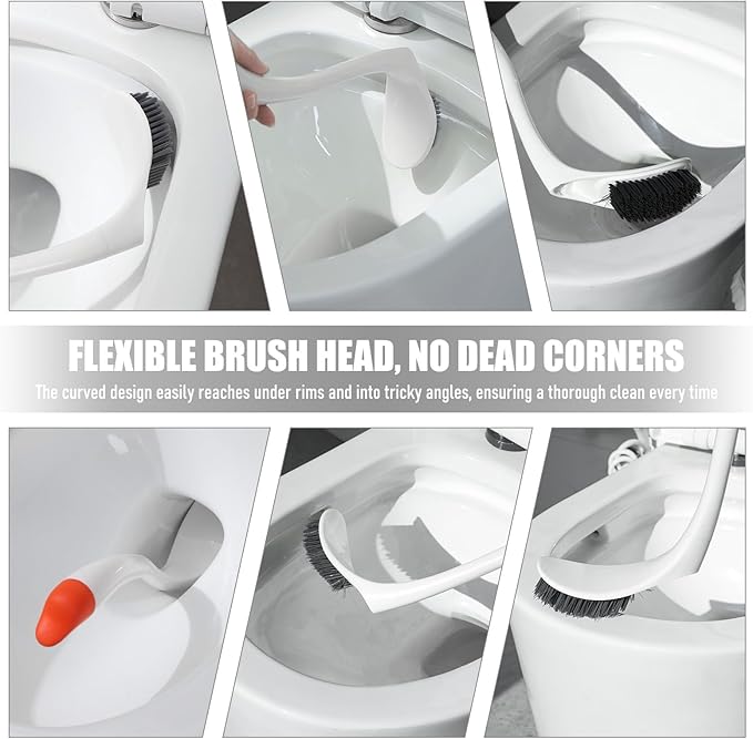 2 Sets Funny Swan Toilet Brush with Holder Bowl and Long Handle Set Ventilated Swan Toilet Bowl Brush and Holder Plastic Decorative Bathroom Accessories Decor for Bathtub Cleaning Scrubbing