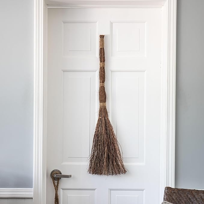 Apple Splendor Scented Broom – 36 Inch Rustic Heather Broom with Rope Loop for Easy Hanging – Farmhouse Kitchen Accent Witchy Halloween Décor Cozy Holiday Home Decoration &amp Door Protection