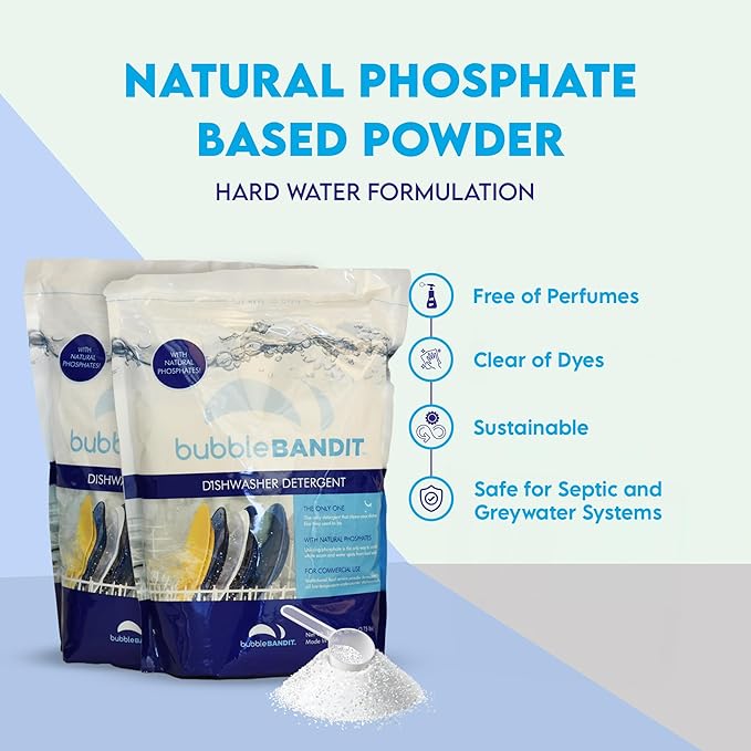 Dishwasher Powder Detergent with Phosphate(Pack of 2). The Best Dishwasher Detergent for Spotless Dishes in Hard Water! ALL-IN-ONE (Soak Wash &amp Rinse)(7.5 lbs.)