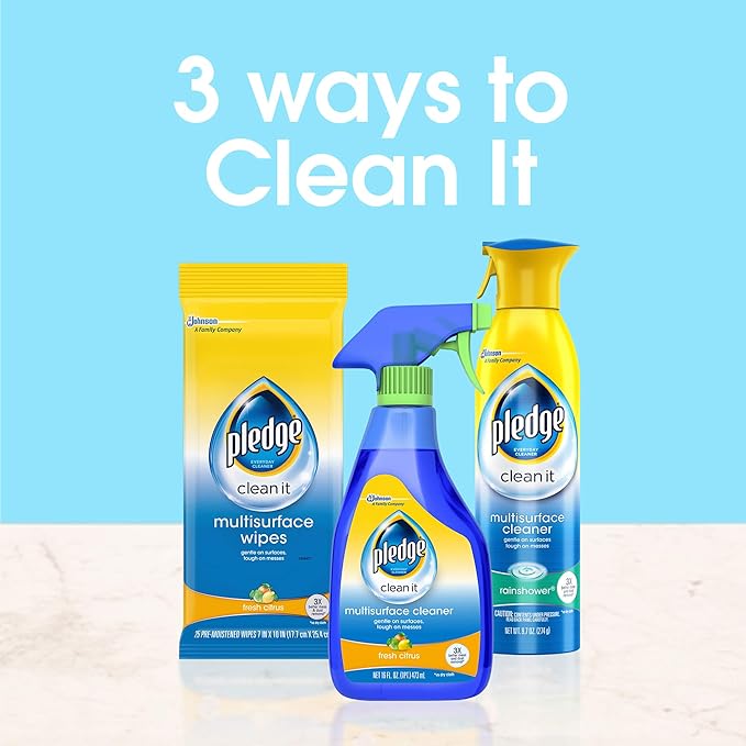 Pledge Multi-Surface Furniture Polish Wipes Works on Wood Granite and Leather Cleans and Protects Fresh Citrus - Pack of 6 (150 Total Wipes)