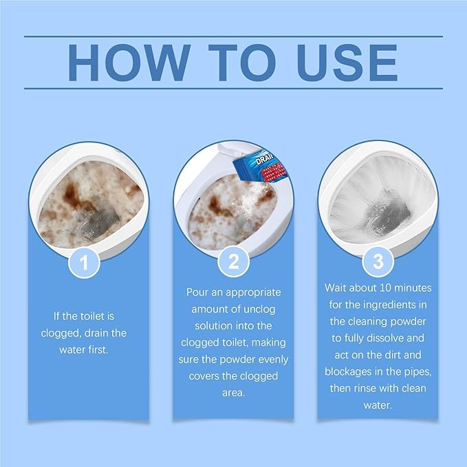 Toilet Drain Cleaner Powder - Unclog Toilets Prevent Blockages Eliminate Odors - Fast-Acting Formula(1PCS)