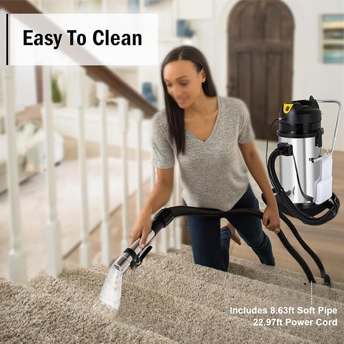 Commercial Carpet Cleaning Machine 1000W 110V 40L/11Gal Professional Commercial 3 in 1 Carpet Spraying Floor Brush Cleaner Extractor Vacuum Washing Machine Portable Carpet Cleaner（Sent in 2 packages）