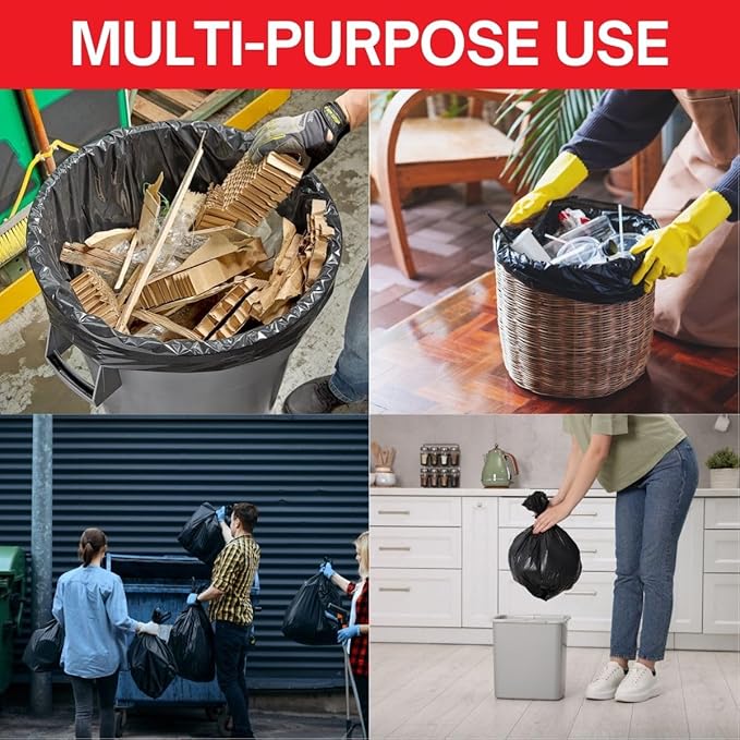 30–35 Gallon Heavy Duty Trash Bags – 100 Count Large Black Garbage Bags 33 x 39 Inch 1.5 Mil Thick Can Liners for Home Kitchen Commercial Lawn and Leaf Cleanup