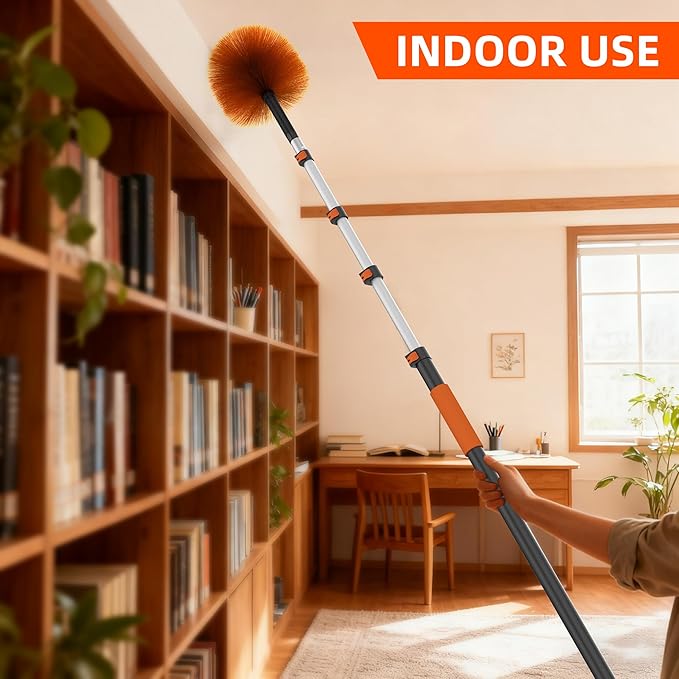 26 FT Cobweb Duster with Extension Pole Cobweb Duster with 5-20FT Telescoping Extension Pole Cleans Spider Webs Washable &amp Reusable for High Ceilings Fans &amp Outdoor &amp Indoor Cleaning