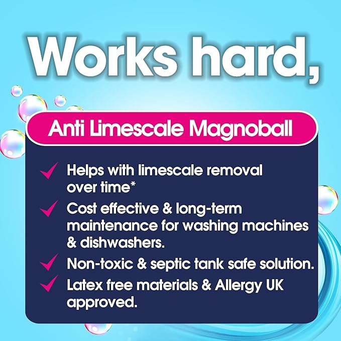 EcoZone Magnoball Anti-Limescale Device for Dishwashers &amp Washing Machines Reusable Magnetic Limescale Remover &amp Descaler Drum &amp Interior Cleaner Vegan &amp Non Toxic Scientifically P