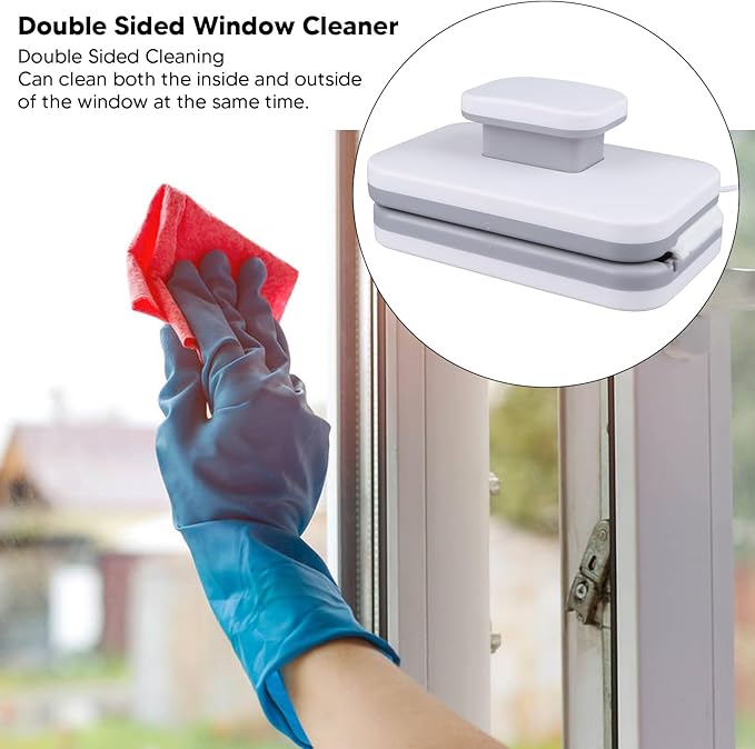 Yosoo Health Gear Magnetic Window Cleaner Double Sided 3 to 10mm Glass Wiper Tool with Scraper for High Floor Cleaning