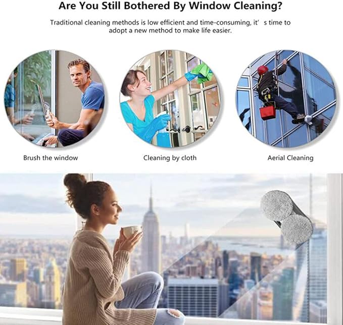 Window Cleaning RobotSmart Electric Window Cleaner Robot with Smart Remote ControlVacuum Adsorption Systemfor Inside and Outdoor High Window Cleaning