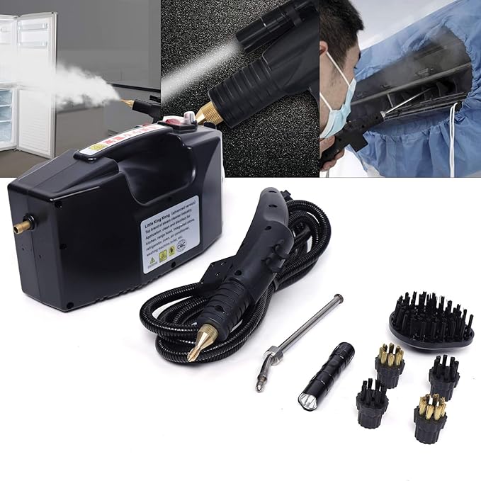 Handheld Steam Cleaner Portable Steam Cleaning Machine Automatic Pumping 10 in 1 Set Multi-Function Multi-Purpose -Free Multi-Surface Cleaning for Removing Oil/Stains/2792 (Color : Black)