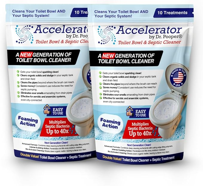 Accelerator by Dr. Pooper® Toilet Bowl &amp Septic Cleaner – 2-Pack Value Bundle