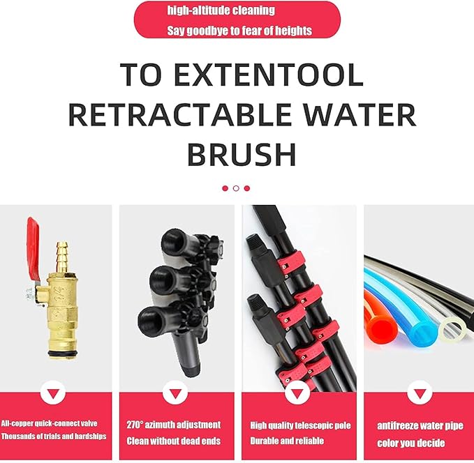 Window Cleaning Poles 3.6-11M Telescopic BrushWater Fed Telescopic BrushWater Fed Pole KitWindow Cleaning Pole Extendable Cleaner Conservatory Roof for30ft/9m-1