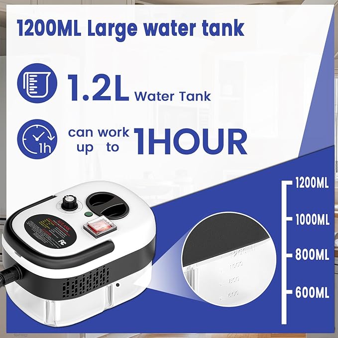 2500W Handheld Steam CleanerPortable Car Steamer For Auto DetailingHigh-Temperature and Pressure Steam Cleaner For Home Steam Cleaning Machine for FurnitureKitchenGroutFloorTile (03-White)