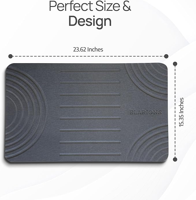 Large Diatomaceous Earth Stone Dish Drying Mat - 24 x 16 Quick Dry Non-Slip Food Grade Fast Absorbent Quartz-Enhanced Rapid Water Absorbing Countertop Mat For Dish Rack