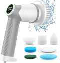 DAESUNG Electric Spin Scrubber Cordless Power Scrubber &amp Electric Cleaning Brush with 7 Replaceable Heads Dual Speed IPX7 Waterproof Handheld Scrubber for Bathroom Shower &amp Tile Cleaning