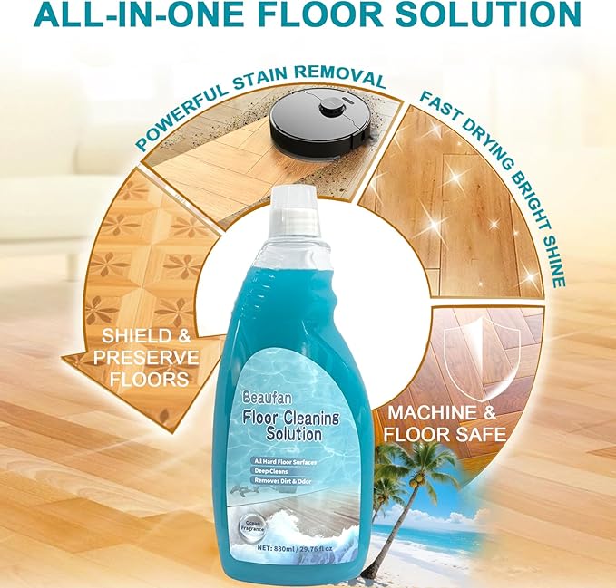 200X Concentrated Floor Cleaning Solution for All Robot Vacuum and Mop Wet Dry Vacuums Compatible with Eufy Roborock Roomba Tineco Bissell Shark 29.76 fl oz Makes 47 Gallon Cleaner(Ocean Scent)