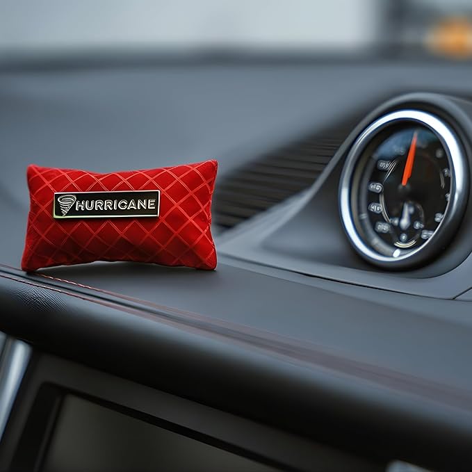 HURRICANE Car Air Freshener Red Premium Set – Long Lasting Natural Luxury Scent Vent Clip Diffuser Almond &amp Plum Automotive Accessories Refillable Car Perfume Spray for Men &amp Women