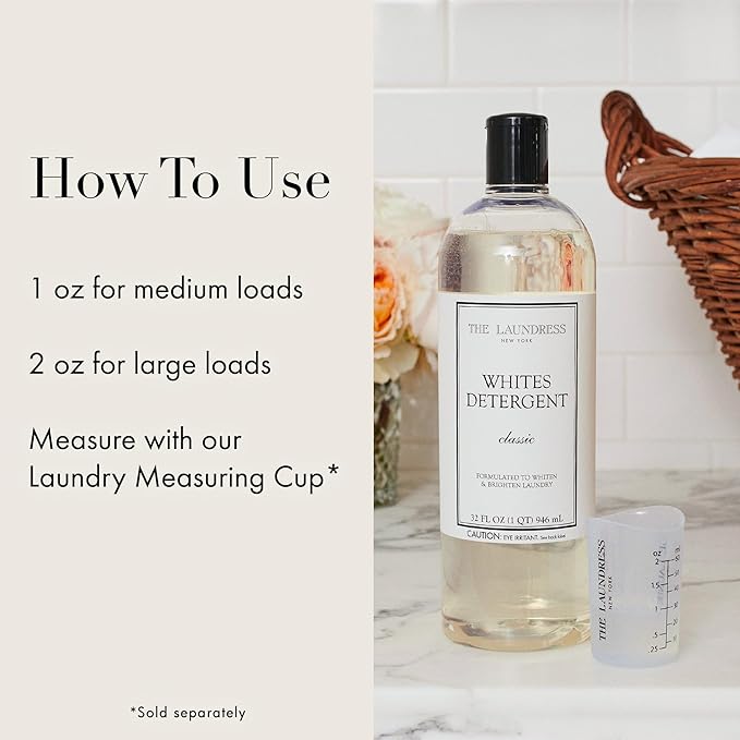 The Laundress Whites Detergent Concentrated Laundry Detergent Liquid Whiten &amp Brighten Clothes Tough on Stains Classic Scent 32 oz.