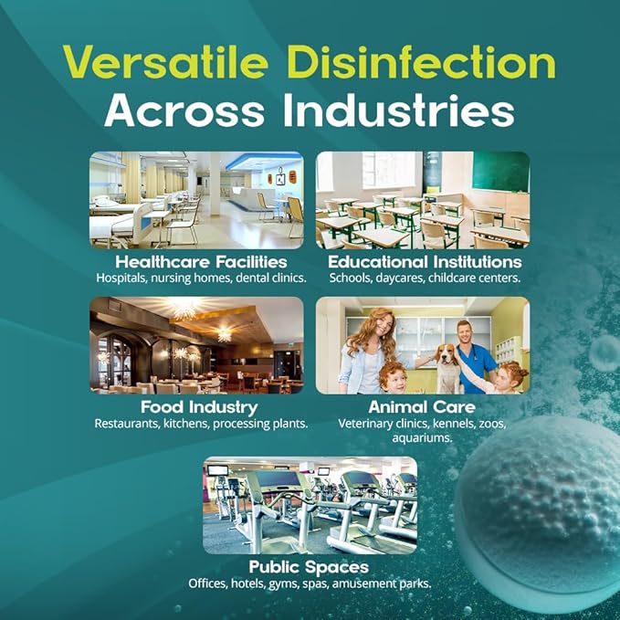 13.1g Cleaning &amp Disinfection Tablets EPA Registered Hospital Grade HOCl Cleaner Eliminates 99.9% of Microbes and Contaminants Cleans Mold &amp Mildew Bleach Alternative Sanitizer Tablets