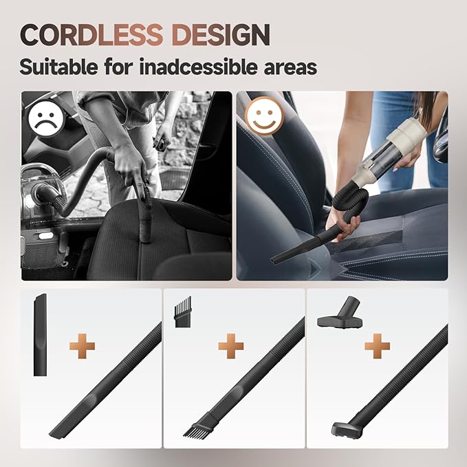Car Vacuum Handheld Car Vacuum Cleaner Cordless with Brushless Motor 20000PA Suction High Power Rechargeable Vacuum Cleaner &amp Air Duster 4-in-1 Portable Mini Hand Vacuum Blower with LED Display