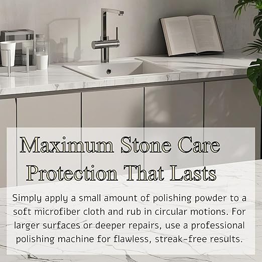 Professional Marble Polishing Powder Granite Polishing Kit Marble Floor Polish – Restore Shine &amp Remove Dullness Safe for All Kinds of Stone Countertops Floors (10 oz)