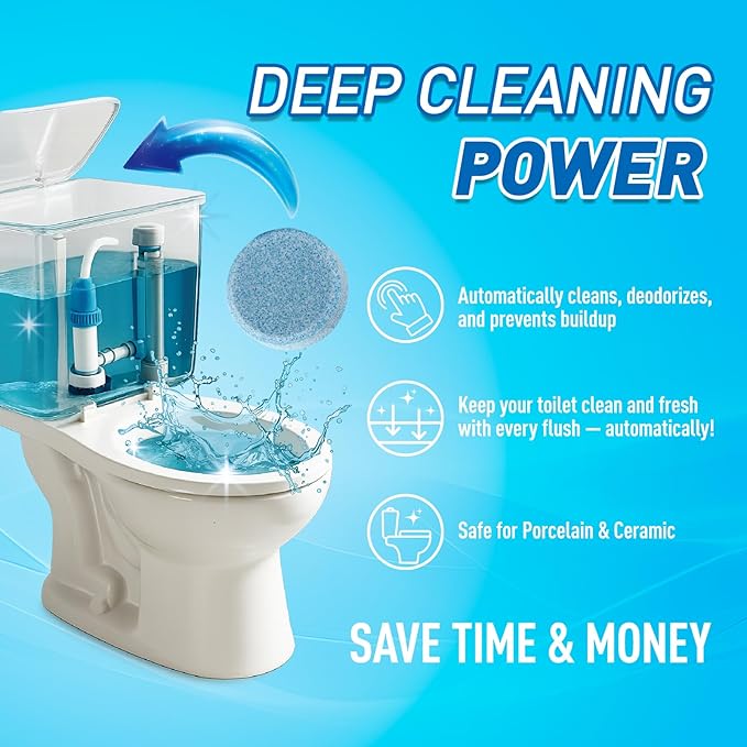 Toilet Bowl Cleaner Tablets 40 Pack Long-Lasting Drop-in Tank Tablets with Sustained-Release Technology Fight Tough Stains &amp Odors Household &amp Commercial Use Compatible with Most Toilets-C