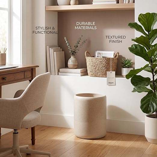 Marsui Resin Wastebasket Round Marble Compact Trash Can Mini 2 Gallons Garbage Bin Gravel Wastepaper Basket for Bathroom Powder Room Kitchen Home Office 7.9 x 9.8 Inch (Gravel)