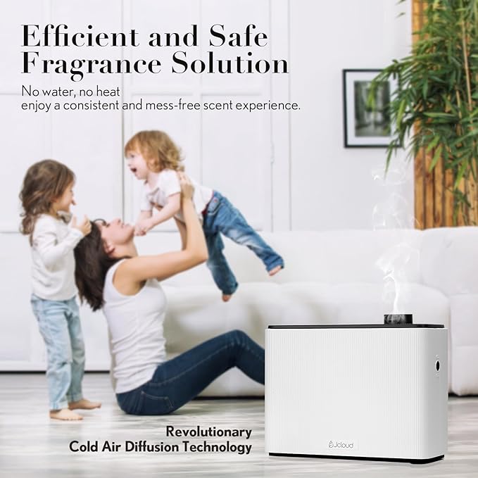 JCLOUD Smart Scent Air Machine 1000ML Hotel Scent Diffuser Cover Up to 4500 Sq. Ft. Waterless Cold Air Diffuser for Home Aromatherapy Diffuser for Essential Oils Large Room White