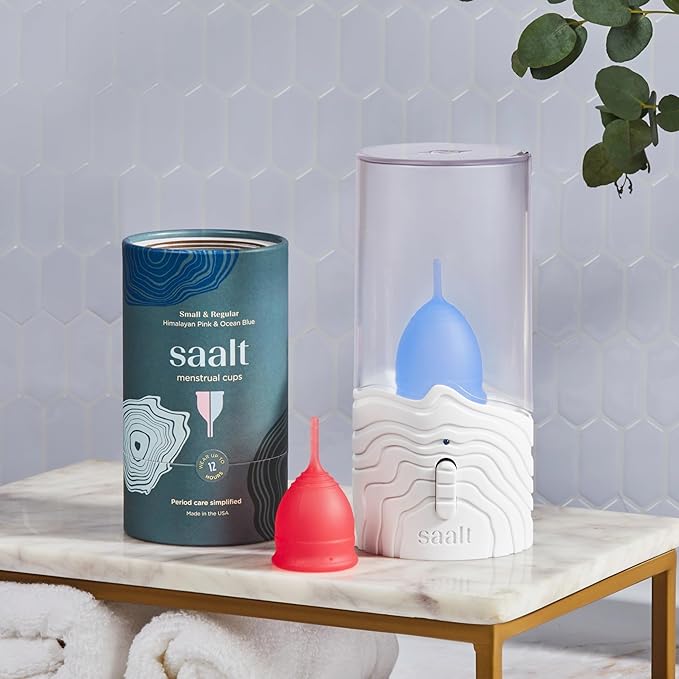Saalt Menstrual Cup Steamer - Period Cup &amp Disc Sanitizer - Hands-Free Steam Sanitizer- No-Boil Design with Removable Power Cord - Compact &amp Portable - Rose Quartz