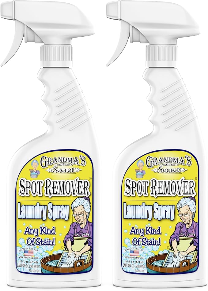 Grandma's Secret Spot Remover Laundry Spray - Chlorine Bleach and Toxin-Free Fabric Stain Remover for Clothes - Removes Oil Paint Blood and Pet Stains - 16 Oz 2 Pack