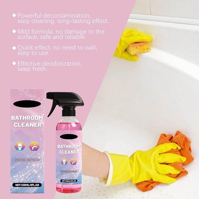 Bathroom Cleaner Foam Spray Pink Limescale &amp Soap Scum Remover No-Rinse Descaler for Toilet Shower Sink Bathtub Tile &amp Glass Surfaces Powerful Yet Gentle Formula (2Pcs)