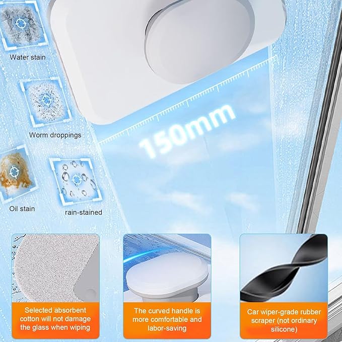 Magnetic Car Glass Cleaner | Double-Sided Window Washing Tool | High Altitude Strong Magnetic Window Cleaner for Home Cafe Suvs Trucks