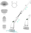 Electric Spin Scrubber 2024 New Full-Body IPX7 Waterproof Cordless Bathroom Scrubber with 4 Replaceable Heads Adjustable Extension Handle Shower Cleaning Brush for Bathtub Grout Tile Floor