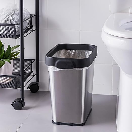 TooCust 2 Pack Stainless Steel Trash Can 3 Gallon Open Top Trash Can 8 x 11 x 13 Rectangle Rubbish Bin Slim and Narrow No Lid Small Wastebasketfor Kitchen Bathroom Living Room Office