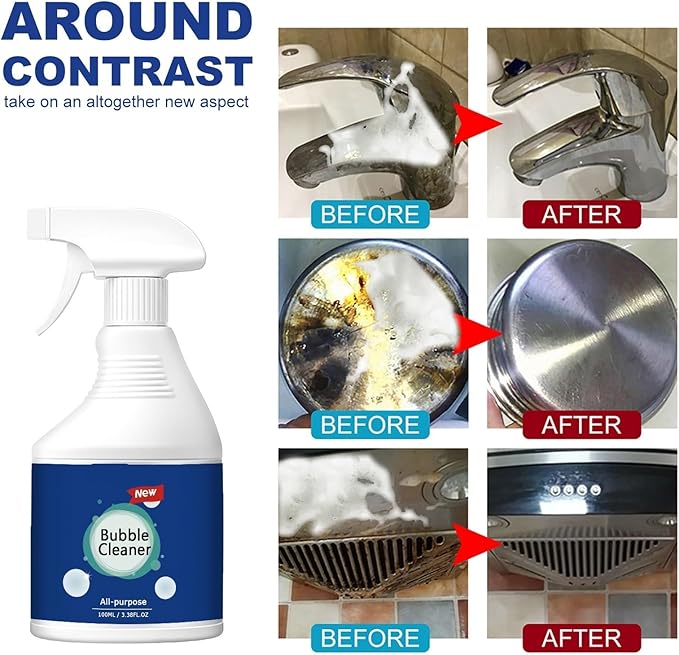 Kitchen Grease Foam Cleaner - Remove Grease On Stove Hood Range Exhaust Pipe Walls &amp Cookware Anti-Rust Protection(2PCS)