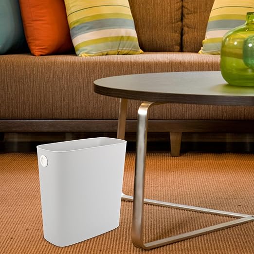 Luxshiny Slim Trash Can Plastic Waste Basket Rectangle Garbage Container Narrow Wastebasket Recycle Bin for Bathroom Bedroom Kitchen Living Room 28X27X12.5cm