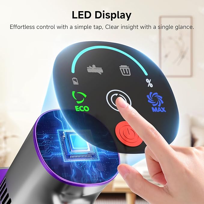 Cordless Stick Vacuum Cleaner 38Kpa Powerful Suction Vacuum Cleaner with LED Headlight Detachable Battery 8-in-1 Lightweight Handheld Vacuums for Pet Hair Carpet and Hardwood Floor Purple