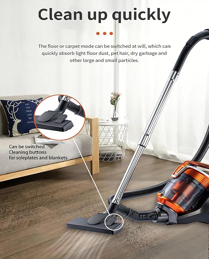 Cylinder Bagless Vacuum Cleaner 3600W Powerful Carpet Cleaner Machines 1.8 Litre Capacity Vacuum Cleaner for Home Use Floor Grout Tile Couch Carpet Car