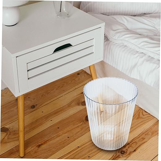 Luxshiny Transparent Capacity Garbage Can Simple Style Kitchen Trash Container for Home Bedroom and Office Use Eco-Friendly and Washable Waste Basket Small