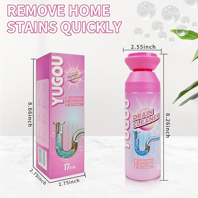 Foaming Drain Cleaner Sink Cleaner and Deodorizer Drain Clog Remover for Kitchen Sinks Shower Drains Tubs (2pcs)