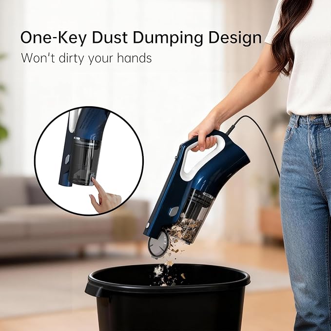 Corded Stick Vacuum Cleaner for Home Pet Hair &amp Hard Floors500W 16.7Ft Power Cord Ultra-Lightweight Vacuum Cleaner with Powerful Suction for Tile and Low-Pile Carpet Handheld Vac(VA002)