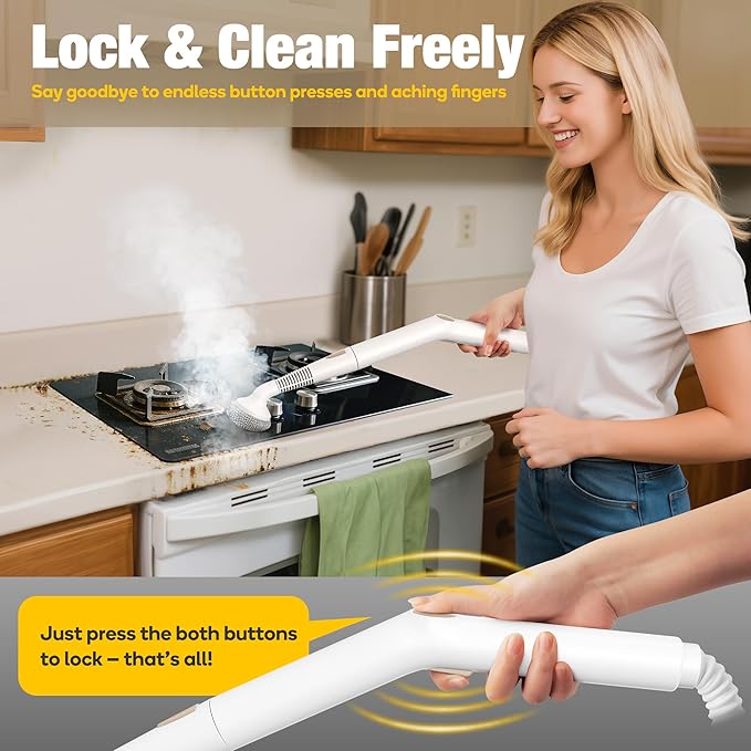 Newbealer Handheld Steamer for Cleaning Stainless Steel Boiler 12-Piece Accessory Kit Max 5 Bar Pressure Multi-Purpose Steam Cleaner for Floors Cars Furniture Upholstery and More