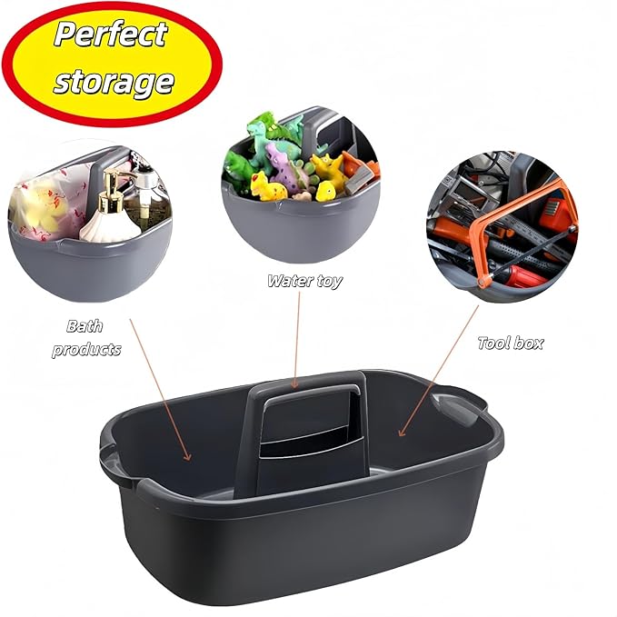 2 Pack Large Cleaning Caddy Portable Shower Basket Supply Organizer with HandlePlastic Bucket Tool Storagefor BathroomBedroomKitchenUnder Sink Storage (Grey)