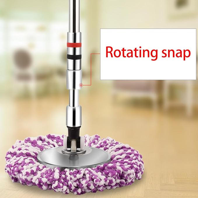 Efficient Rotating Floor Mop Quick Drying Mechanism Household Tool with Removable Head Stainless Steels Rod
