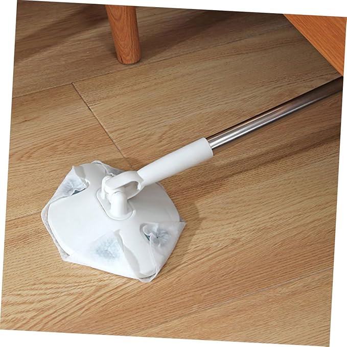 TIDTALEO Rotating Dust Mop with Dry Cleaning Cloth Set Triangle Microfiber Floor Mop Head No-wash Electrostatic Dust Removal for Hardwood Floors Home Cleaning Tool with Long Handle