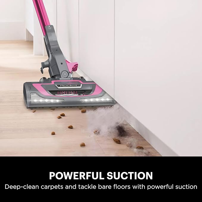 Shark HV371 Rocket Pro DLX Corded Stick Removable Hand Vacuum Advanced Swivel Steering XL Cup Crevice Tool Upholstery Tool &amp Anti-Allergen Dust Brush Fuchsia Capacity