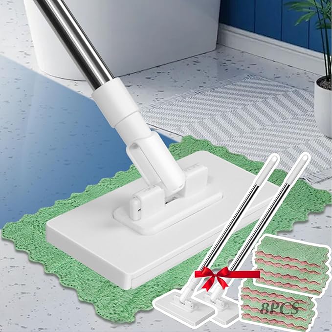 Mopa Desechable para Polvo Con 4 Paños ReutilizablesNo-Wash MopHands-Free Face Wash Towel Mop Dry Wet Mop for House Wall Bathroom Toilet Corners Door Window Gaps
