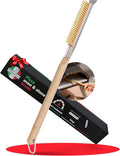 22” Pizza Oven Brush with Stone Scraper - Heat Resistant Stainless Steel Bristles Extra Long Handle - Universal Fit for Most Pizza Ovens