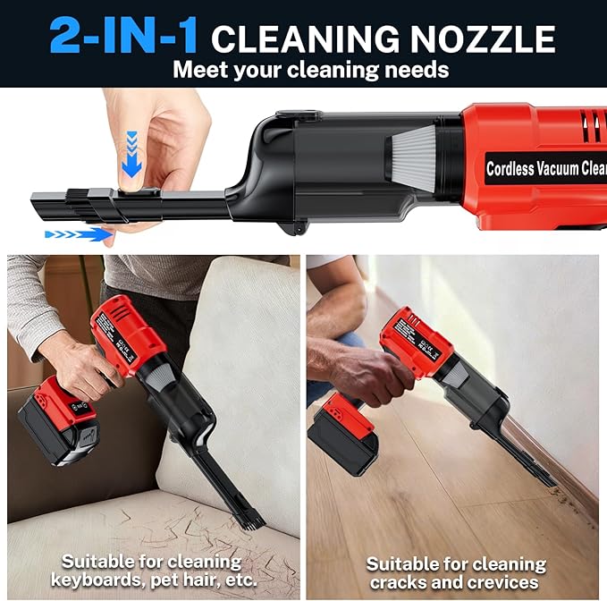 YEX-BUR Cordless Handheld Vacuum for Milwaukee 18V Battery(Tool Only) 240W Powerful Car Vacuum with Brushless Motor 3-Speed 5 Filters Portable Vacuum Cleaner for Home Office Car Pet