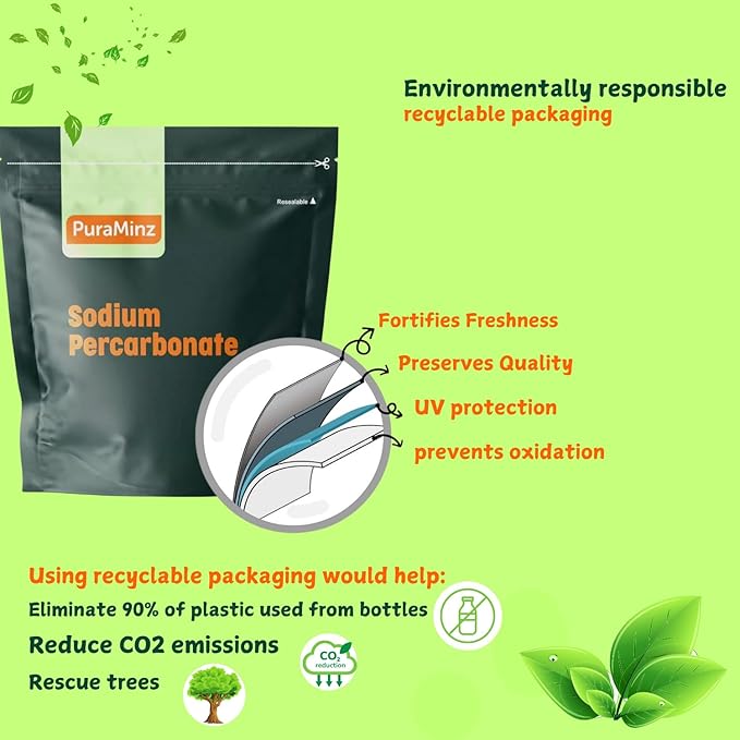 Sodium Percarbonate 99.9% Pure Oxygen Bleach Powder Stain Remover Whitener Non-Chlorine Detergent Booster Fragrance Free Dishwasher Cleaner and Deodorizer 5 lbs (80 oz) Pack of 1
