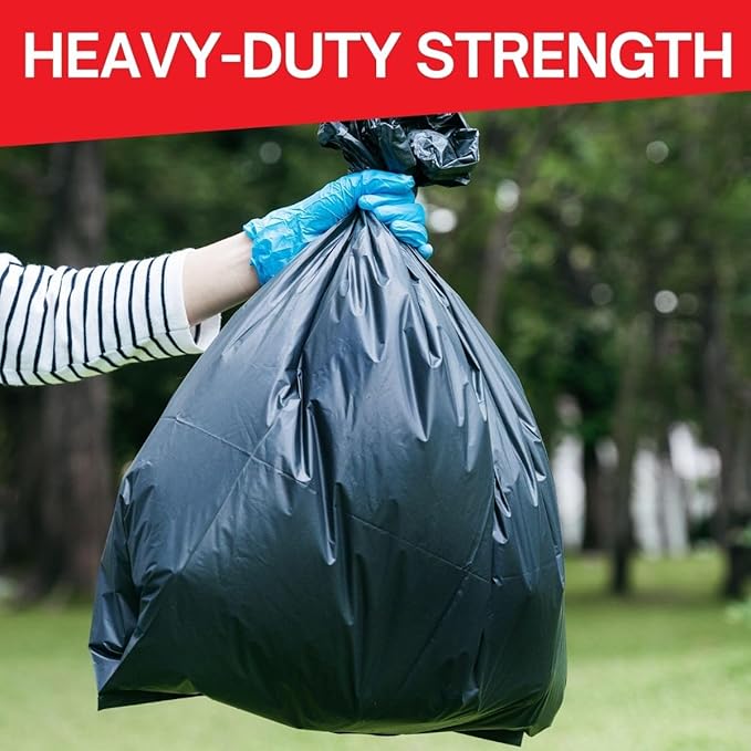 30–35 Gallon Heavy Duty Trash Bags – 100 Count Large Black Garbage Bags 33 x 39 Inch 1.5 Mil Thick Can Liners for Home Kitchen Commercial Lawn and Leaf Cleanup